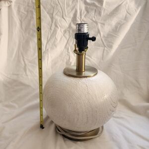 Faux Wood Ball Table Lamp Off‎ White Small